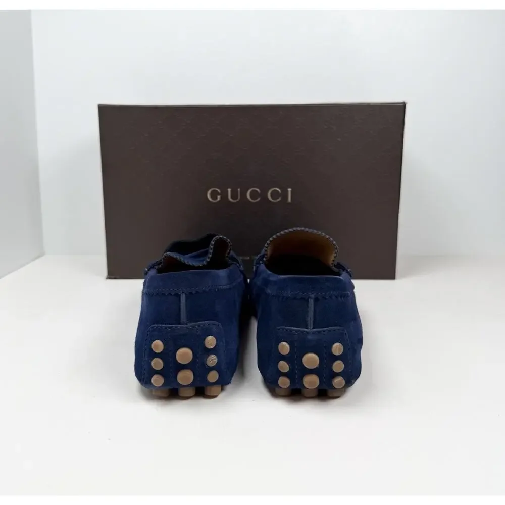 Size 9.5G/10US - Gucci Signature Web Blue Suede Loafers💙